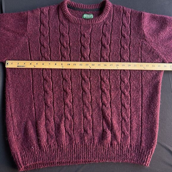 David Taylor Cable Knit Sweater Mens Extra Large Maroon Grandpa Winter Holiday - Picture 6 of 9
